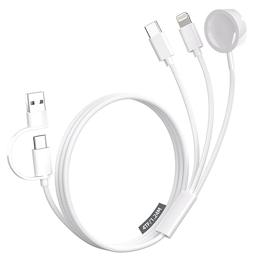 Travel Essentials,3 in 2 USB C Cable for Apple Watch Charger/iPhone 17 Charger/Lightning,Multi Charging Cable Cord,Vacation Camping Essentials,Portable Designed for iWatch &iPhone 16-12-4FT