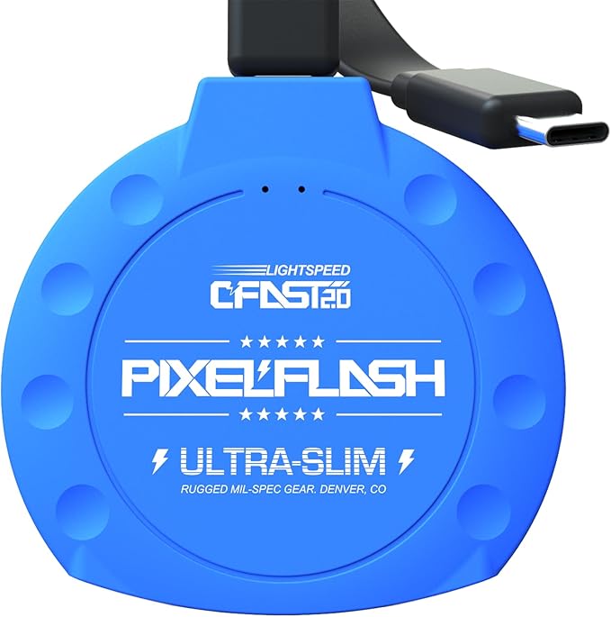 PixelFlash CFast 2.0 Card Reader USB C (Blue) - Memory Card Adapter with Cabled Type-C USB 3.1 Gen 2, Up to 10Gbps File Transfer, Ultra-Slim & Anti-Slip Rubber Shell, Compatible with Most Brands & OS