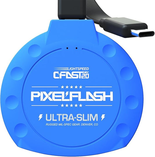 PixelFlash CFast 2.0 Card Reader USB C (Blue) - Memory Card Adapter with Cabled Type-C USB 3.1 Gen 2, Up to 10Gbps File Transfer, Ultra-Slim & Anti-Slip Rubber Shell, Compatible with Most Brands & OS