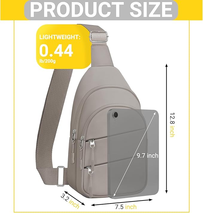 Crossbody Bags for Women, Sling Bag for Men, Small Hiking Backpack Anti Theft Lightweight for Outdoors Travel (M, Khaki)