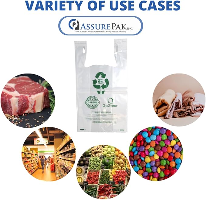 Clear Reusable/Eco-Friendly LDPE T-Shirt - 1/6 BBL 11.5"X6.5"X21" - 150 Bags - 101 Micron (4.0 mil) - Clear - CLLD4MREUSE1221