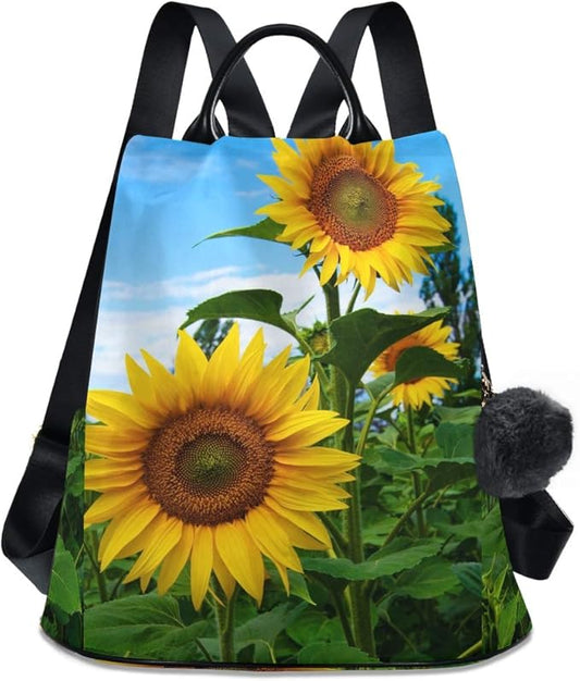 ALAZA Summer Sunflower Flowers Floral Backpack Purse for Women Anti Theft Fashion Back Pack Shoulder Bag