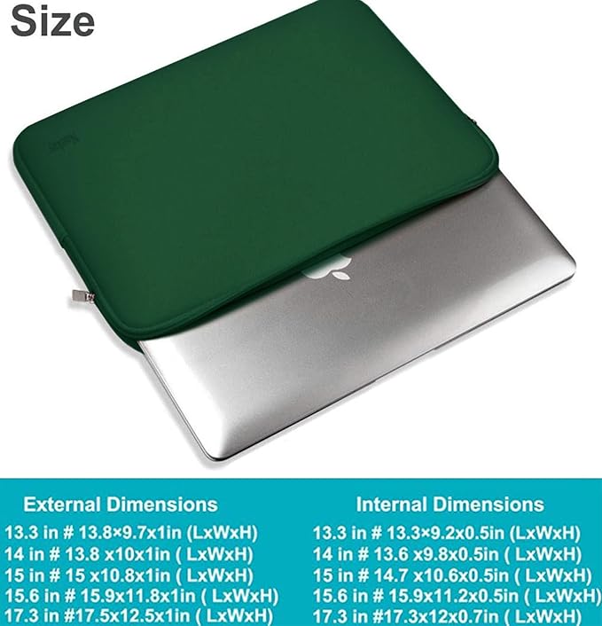 Laptop Sleeve Case, Resistant Neoprene Notebook Computer Pocket Case/Tablet Briefcase Carrying Bag Compatible for 15.6 Inch Asus Fujitsu HP Sony Toshiba Acer- (DarkGreen)