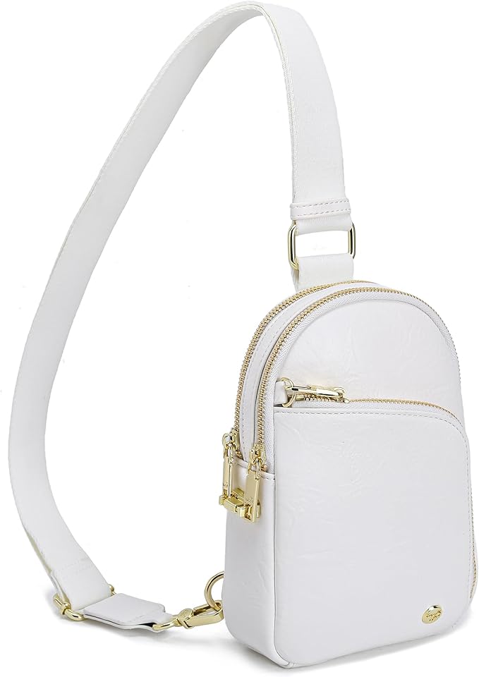 INICAT RFID Blocking Sling Bag Leather Crossbody Bags for Women Fanny Pack Cross Body for Woman Chest Bag for Travel 1.9L