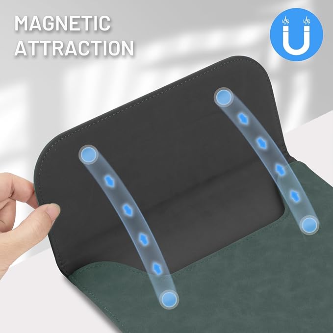 Allinside 13-13.3 inch Laptop Sleeve Case for MacBook Pro 14 2021–2024 (A2992, A3112, A3401, A3185)/MacBook Air 13 2010-2017/MacBook Pro 13 2010-2015, PU Suede Leather Laptop Case Cover, Dark Green