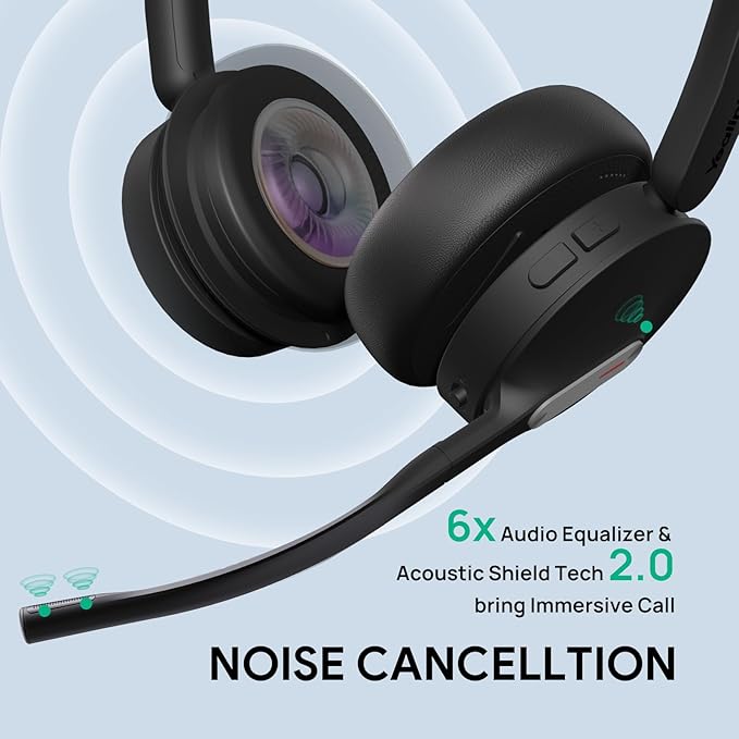 Yealink WH64 Hybrid DECT& Bluetooth Wireless Headset, 492ft Range Mono Teams Headphones with DECT Dongle, 3X Mic, 26H Talk Time, Office Work Portable Single On Ear Headsets for PC,Cellphone,Laptop