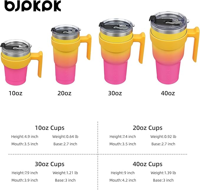 BJPKPK 20 oz Tumbler With Handle And Straw Stainless Steel Insulated Tumbler With Lid Reusable Metal Coffee Cups,Pink & Yellow Rose