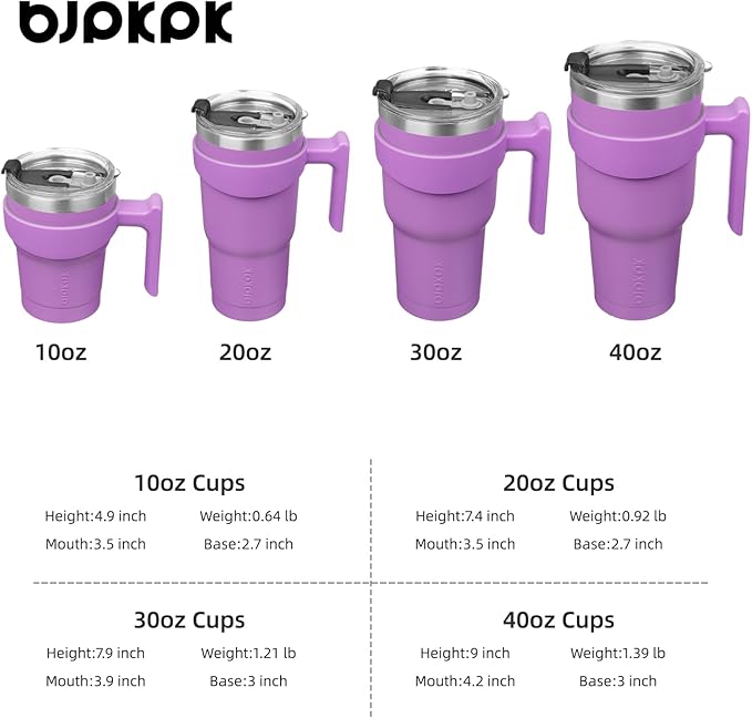 BJPKPK 10 oz Tumbler With Handle Insulated Tumbler With Lid And Straw Stainless Steel Travel Mug Coffee Cups,Lavender
