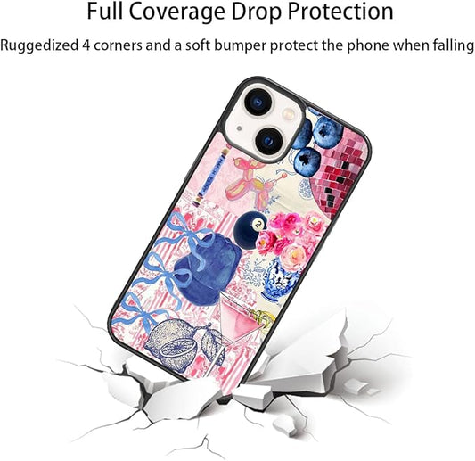 Aesthetic Collage Shockproof Protective Trendy Preppy Phone Case for iPhone 15 Cute Flower Bow Cover