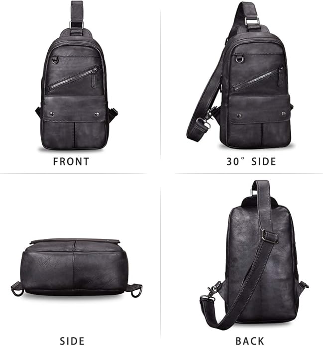Genuine Leather Sling Bag for Men and Women Vintage Handmade Sling Backpack Shoulder Purse Crossbody Chest Bag