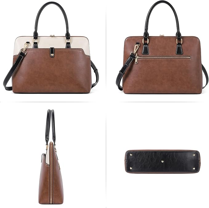 CLUCI Leather Briefcase for Women 15.6 Inch Laptop Business Vintage Slim Ladies Shoulder Bag
