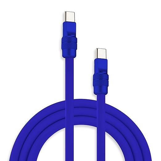 chubbycable Chubby 2.0 Fast Charging Cable Durable Soft Silicone USB C Cable 240W Extra Thick Charger Cord Compatible with iPhone 16/15 Series iPad, Dark Blue+Dark Blue, Type-C to Type-C, 6.6 FT