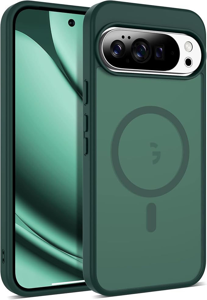 Compatible with Google Pixel 10 Pro XL Case with Magnetic [Compatible with Mag-Safe][Military Grade Drop Protection] Slim Translucent Matte Phone Case with Anti-Fingerprint Tech, Green