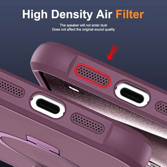 Compatible with iPhone 14 Plus Case with Invisible Magnetic O-Ring Stand Military-Grade Translucent Case for iPhone 14 Plus 6.7" [Compatible with Mag-Safe][Great Grip Feeling], Wine Red