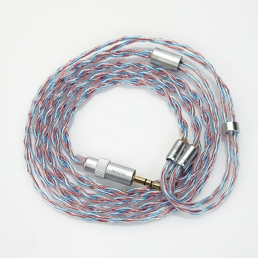 HiFiGo JUZEAR Flare IEM Cable, 6N Single-Crystal Copper & Silver-Plated Hybrid, 4μm Gold-Plated Interchangeable Plugs (3.5mm/4.4mm), High-Resolution Audio Cable for in-Ear Monitors (Rainbow Cable)
