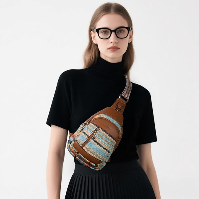 Womens Sling Bag Crossbody Bags for Women Vegan Leather Sling Backpack Daypack Fanny Pack Crossbody Purse Travel