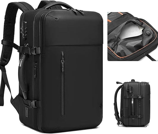 55L Travel Backpack with Built-in Vacuum Seal Backpacks Exapandable Waterproof Air Compression with electronic scale TSA Lock Carry-On Suitcase Luggage Laptop Bag Black