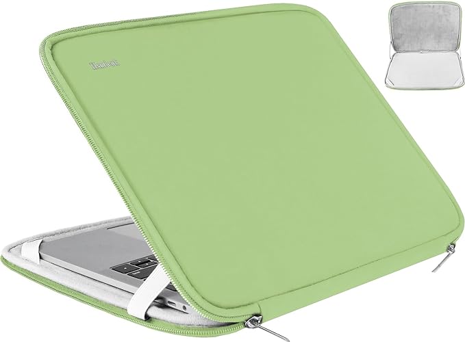 Laptop Sleeve Case 15.6 Inch, Durable Shockproof Protective Cover Flip Case Briefcase Carrying Bag Compatible with 15.6" HP, ASUS, Lenovo, Acer, Notebook, Computer, Light Green