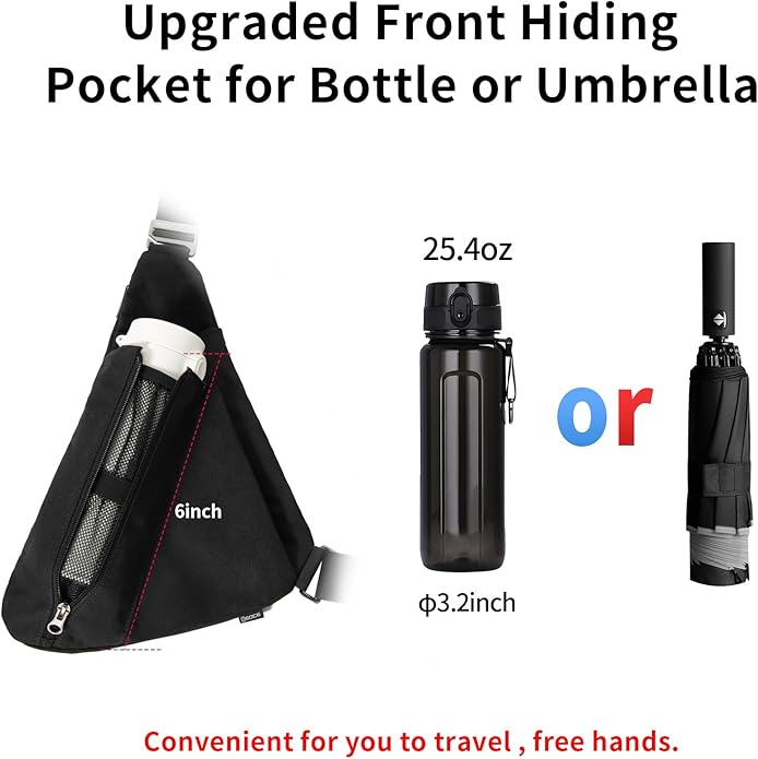 Sling Bag for Men,RFID Crossbody Hiking Backpack Chest Shoulder Tactical Bag with Water Bottle Bag for Travel