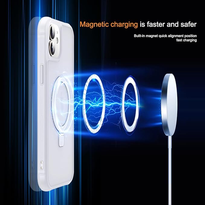 Compatible with iPhone 12 Case & iPhone 12 Pro Case 6.1" with Invisible Magnetic O-Ring Stand [Compatible with Mag-Safe][Great Grip Feeling],Translucent