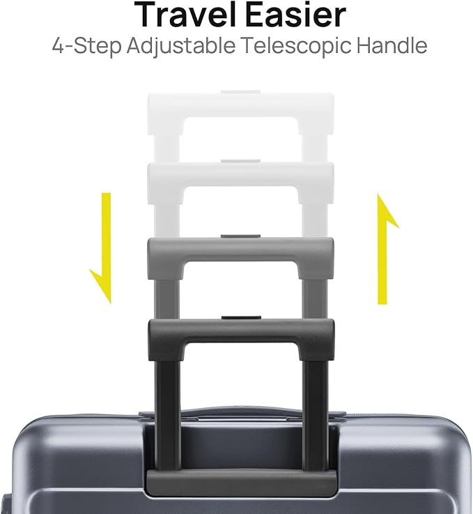 NINETYGO Carry On Luggage 22x14x9 Airline Approved, 20 Inch Luggage with Smooth Spinner Wheels, Lightweight, Hard Shell PC Suitcase Carry-On, Travel Luggage, TSA Approved (Grey, Rhine Basic)