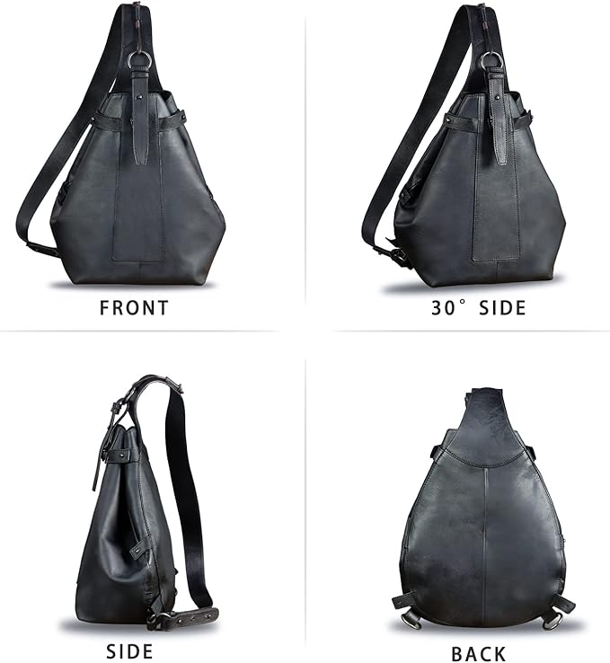 Genuine Leather Sling Bag for Men and Women Large Real Leather Sling Backpack Shoulder Crossbody Bag Chest Bags