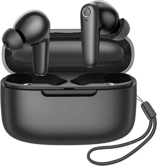 kurdene Wireless Ear Buds Bluetooth 5.4 Headphones 60H Playtime Deep Bass Stereo Earbuds with Mic Comfort Lightweight in Ear Earphones for Workout/Running Black