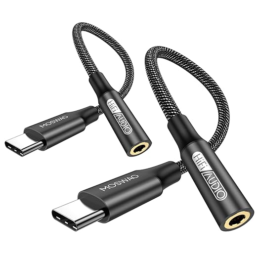 MOSWAG USB Type C to 3.5mm Headphone Jack Adapter, Audio Adapter USB C to Aux Dongle Cable Cord for iPhone 15 Plus/15 Pro Max Samsung Galaxy S23 S22 Ultra S20+ Note 20 10,Pixel 7 6 5 4 and More