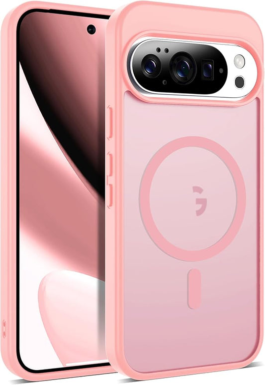 Compatible with Google Pixel 10 Case & Google Pixel 10 Pro Case with Magnetic [Compatible with Mag-Safe] Slim Translucent Matte Phone Cases with Anti-Fingerprint Tech, Pink
