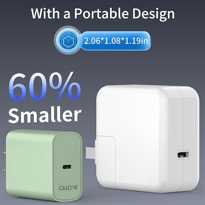 USB C Charger Block CALCINI 1 Pack GAN 65W USB C Charger Fast Type C for Laptop Power Adapter MacBook Pro/Air, GalaxyS21/S20, Dell XP S13, Note 20/10+, Phone15/Mini iPad,Pixel