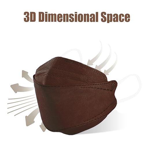akgk KN95 Face Masks 50 Pack, 5-Ply Disposable Brown Face Mask Against PM 2.5 Smoke and Dust