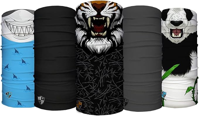 S A Company Kids' Face Shields UPF 30+, Breathable Multipurpose Neck Gaiters for Boys and Girls (Pack of 5)