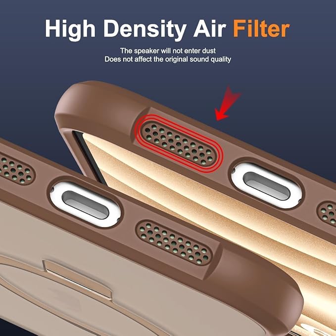 Compatible with iPhone 17 Case with Invisible Magnetic O-Ring Stand Military-Grade Translucent Phone Case for iPhone 17 6.3" [Compatible with Mag-Safe][Great Grip Feeling],Desert Brown