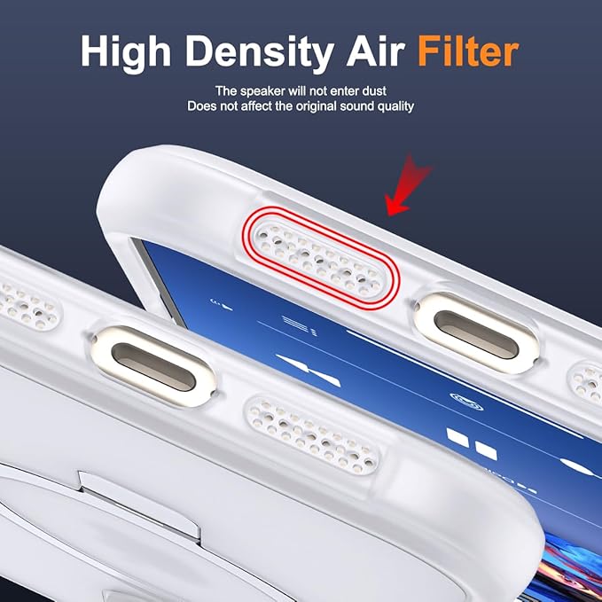 Compatible with iPhone 16 Pro Case with Invisible Magnetic O-Ring Stand Military-Grade Phone Case for iPhone 16 Pro 6.3" [Compatible with Mag-Safe][Great Grip Feeling],Translucent