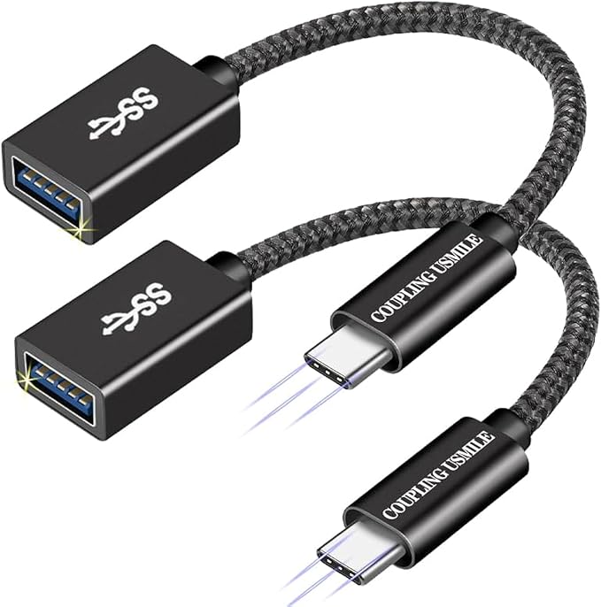 USB C to USB 3.2 Adapter [2pcs Black], Transfer up to 10Gbps, Type C to USB(Male-Female OTG Cable USBC to USB Adapter Compatible with MacBook Pro/Air, iPhone 15 Pro Max Plus