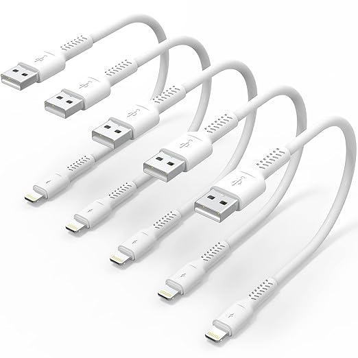 6 inch iPhone Charge Cable Short, 0.5ft 5Pack USB to Lightning Cord for Fast Charging Stations Compatible with Apple iPhone 12 11 Pro Max Xs 8 7 6 5 Plus, iPad Air/Mini