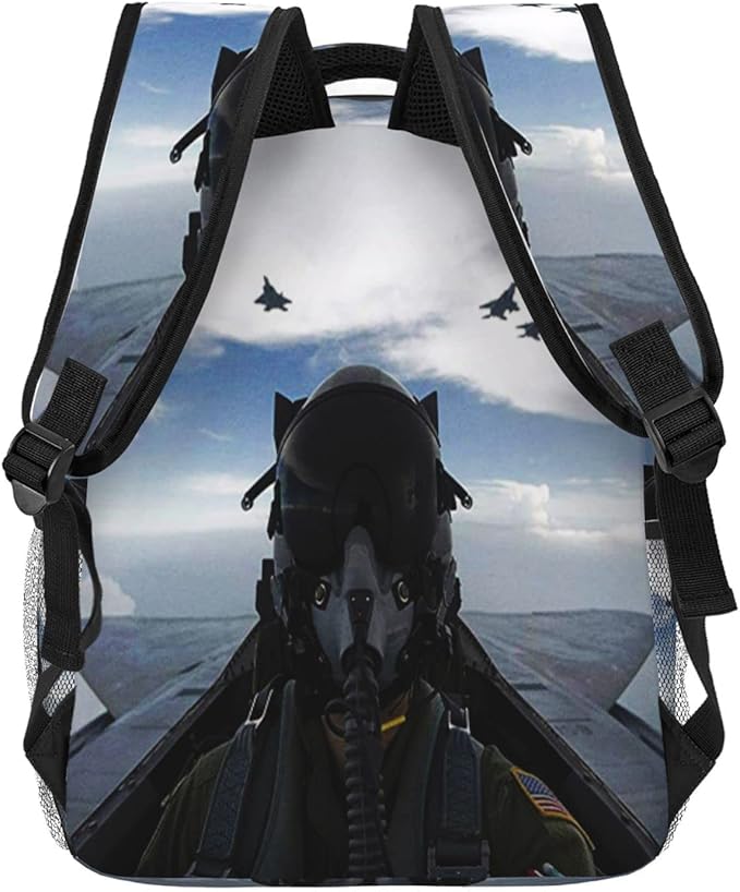 Backpack Fighter Pilot Plane Travel Laptop Backpacks College Ruckasck Daypack Airplane School Bag for Boys Girls Teenager Men Women