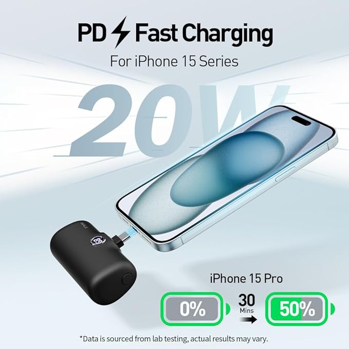 iWALK USB-C Portable Charger for iPhone 17/16/15, Mini 20W 4,800mAh Wireless Power Bank Fast Charging Travel Battery Pack Compatible with iPhone 17/16/15 Plus/17 Pro/17 Pro Max, Andriod Phone Samsung