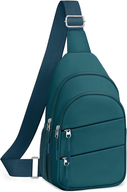 Crossbody Bags for Women, Sling Bag for Men, Small Hiking Backpack Anti Theft Lightweight for Outdoors Travel （L, Teal Blue）
