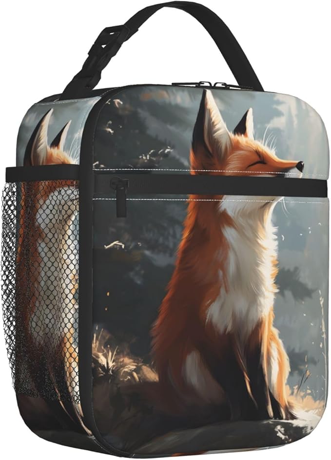 Fox Lunch Box Insulated Lunch Bag for kids Girls Boys Women,Reusable Lunch Box Containers for Women Men,Durable Cooler Tote Bag Lunchbox for Office/School/Picnic