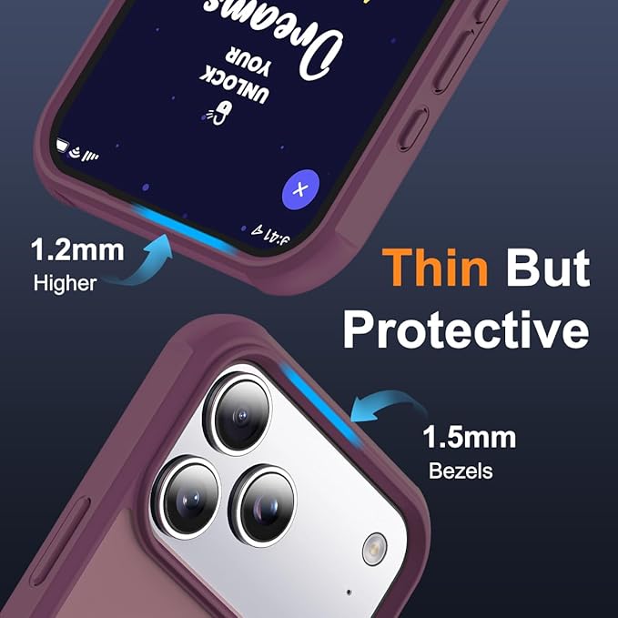 Compatible with iPhone 17 Pro Case with Invisible Magnetic O-Ring Stand Military-Grade Translucent Phone Case for iPhone 17 Pro 6.3" [Compatible with Mag-Safe][Great Grip Feeling], Wine Red