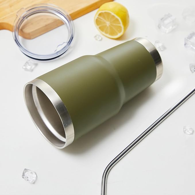 MEWAY 30oz Tumbler Double Wall Vacuum Insulated Travel Mug, Stainless Steel Tumbler with Lid, Durable Powder Coated Insulated Coffee Cup for Cold & Hot Drinks (Army Green,1 PACK)