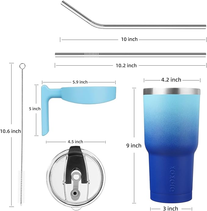 BJPKPK Tumbler With Handle 40 oz Tumbler With Lid And Straw Reusable Stainless Steel Insulated Travel Coffee Cups,Sky