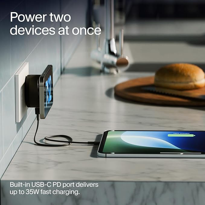 Twelve South PowerBug Qi2 Magnetic Wireless Charger & 35W USB-C Hub, Slate — Works with MagSafe, PixelSnap, and Qi2 Magnetic Phones, Slate