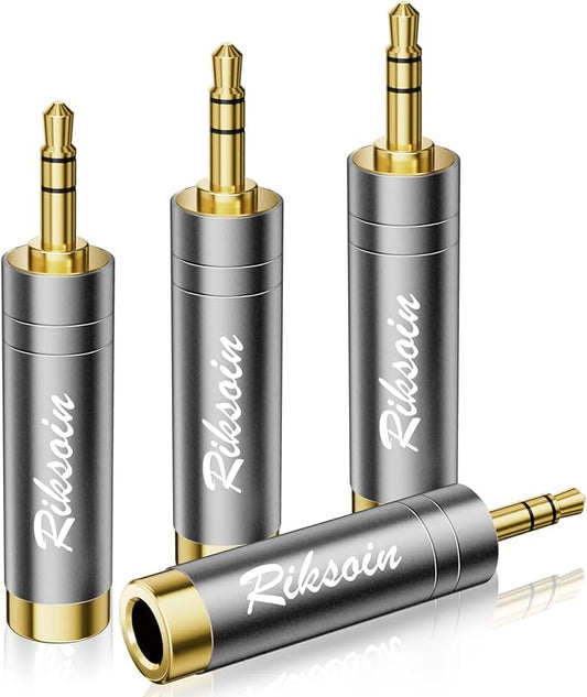 1/4'' to 3.5mm Stereo Pure Copper Headphone Adapter,3.5mm(1/8'') Plug Male to 6.35mm (1/4'') Jack Female Stereo Adapte for Headphone, Amp, Adapte,4-Pack