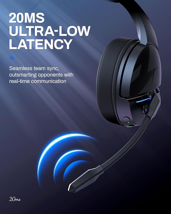 Acer 2.4GHz Flex Wireless Gaming Headset | Non-Stop 100H Battery | Dynamic 50mm Drivers | Clear Voice Mic | Bluetooth5.3, 3.5mm | Gaming Headphones for PC, PS4, PS5
