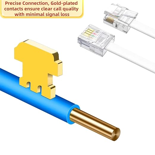 15ft Telephone Extension Cord, Standard RJ11 Phone Cable for Home & Office, White (Compatible with Phone/Modem/Fax Machine)