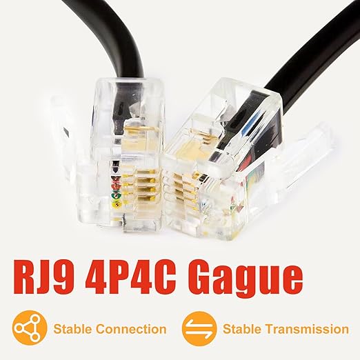 Uvital Telephone Phone Handset Cable Cord, Coiled Length 1.2 to 10 Feet Uncoiled Landline Phone Handset Cable Cord RJ9/RJ10/RJ22 4P4C(Black,2 PCS)