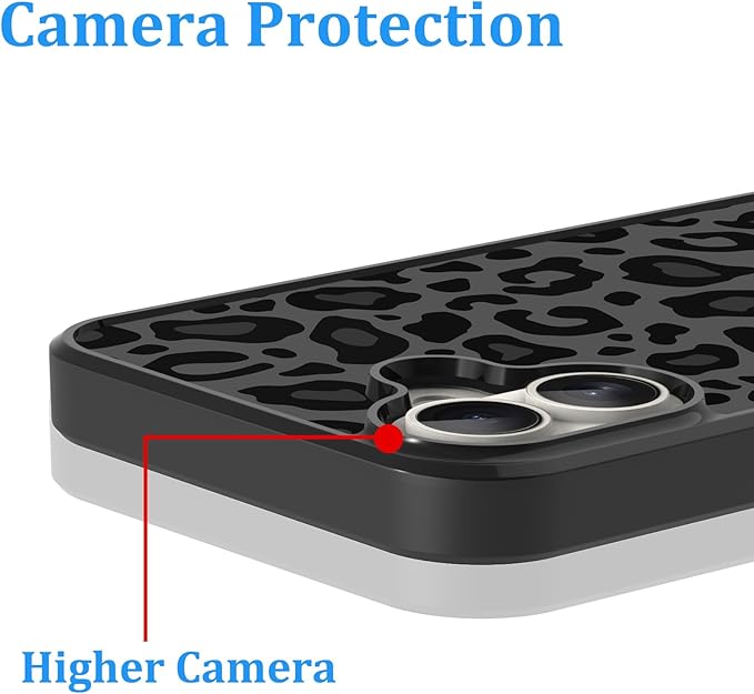 KANGHAR Case Compatible with iPhone 16 Pro,Black Leopard Design,Tire Texture Non-Slip +Shockproof Rugged TPU Protective Case for iPhone 16 Pro 6.3 Inch
