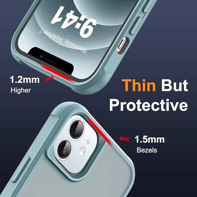 Compatible with iPhone 12 Case & iPhone 12 Pro Case with Invisible Magnetic O-Ring Stand Translucent Phone Cases 6.1" [Compatible with Mag-Safe][Great Grip Feeling], Blue